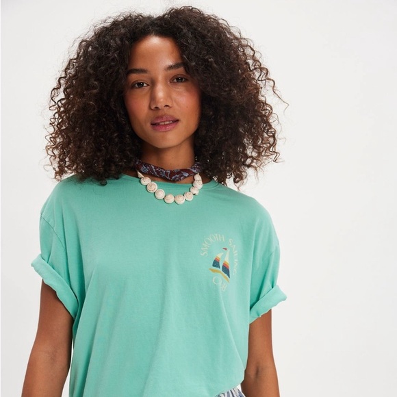 Junk Food Clothing Green Smooth Sailing Club Tee NWT Oversized M/L - Picture 1 of 7